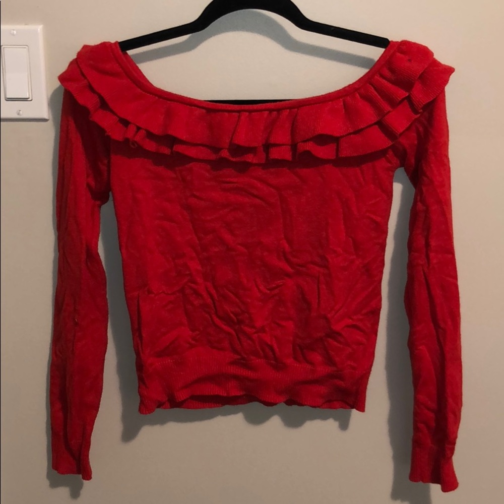 Off the shoulder F21 ruffle sweater